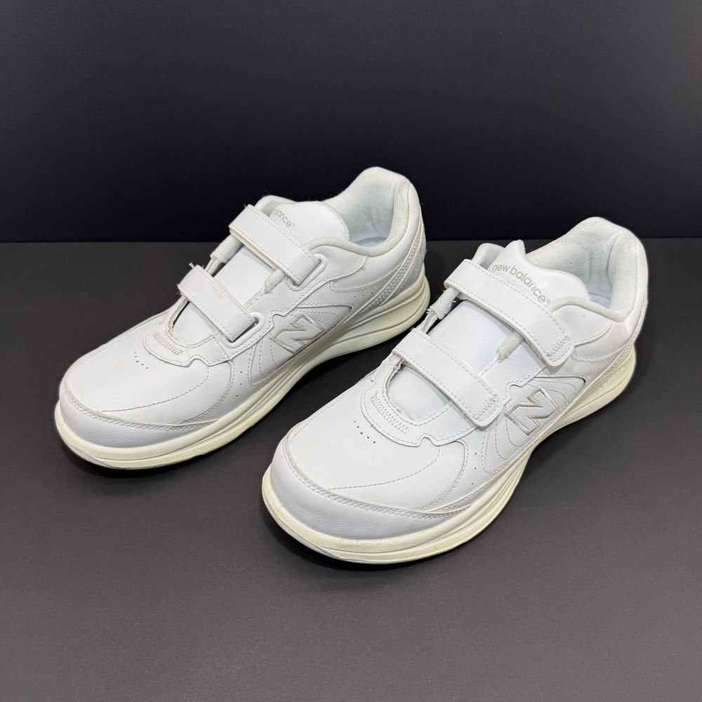 New Balance 577 Walking Shoes Mens 10 White Leather Hook‎ Loop Strap MW577VW USA